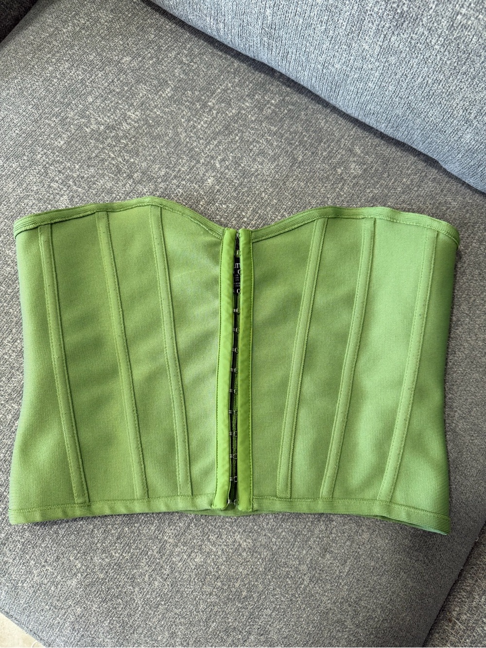 PrettyLittleThing Green Strapless Corset Bustier Top US 8 #204